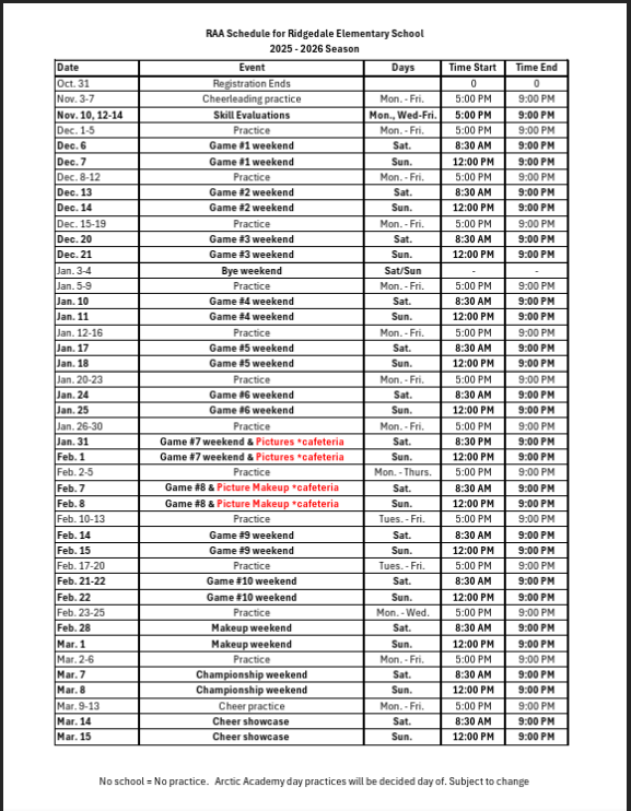 RAA Season dates 2025-10-13 090912
